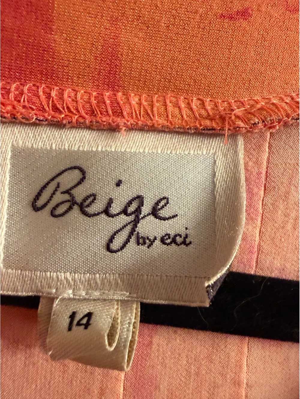 Beige by eci Orange and Black Patterned Short Sleeve Dress Size 14